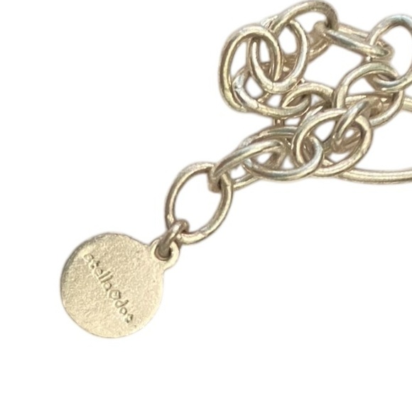 Stella & Dot sterling silver Arabesque link aqua & laborite long chain necklace - Picture 8 of 11